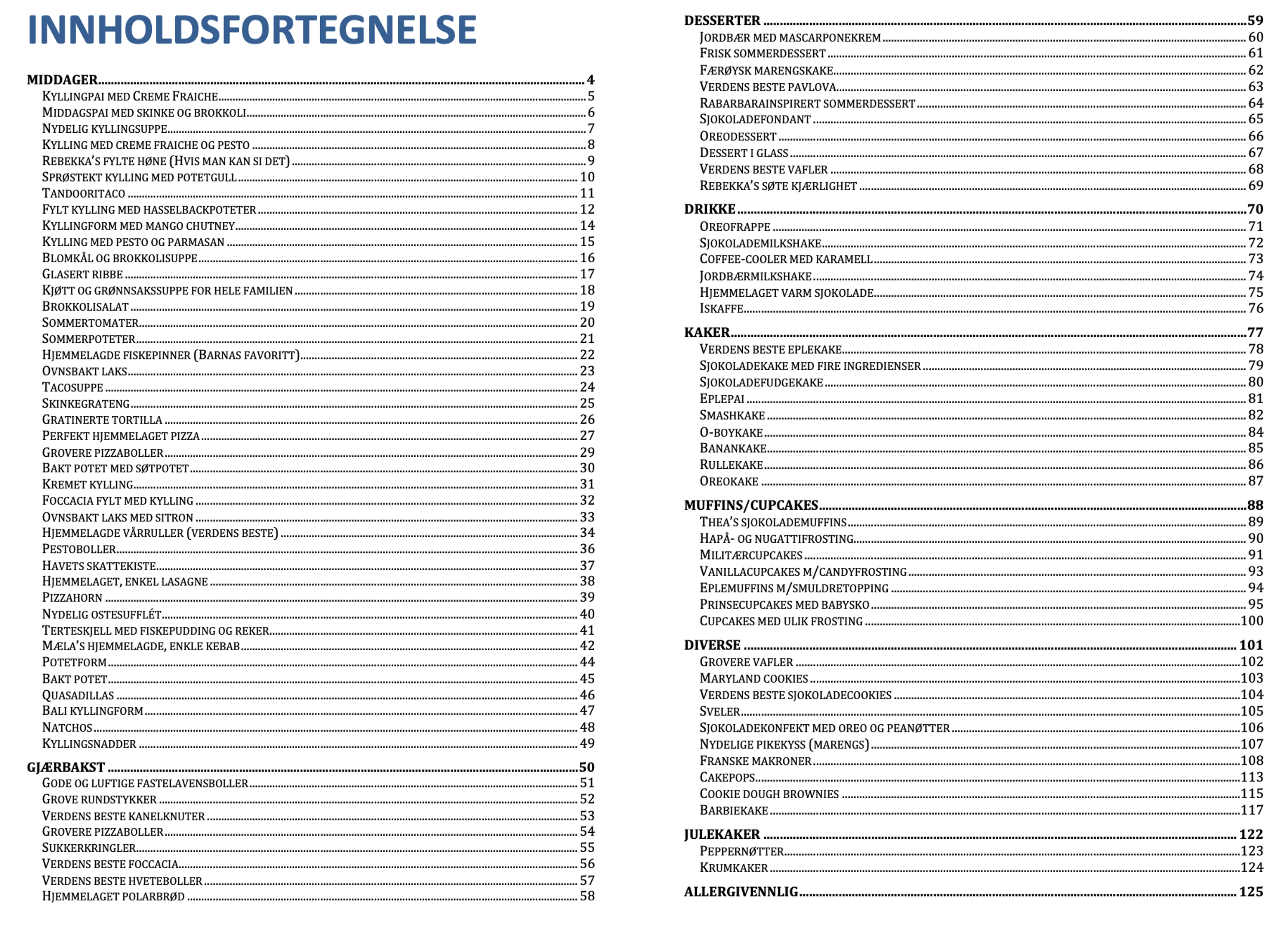 Oppskriftshefte fra frumaela.no (gammel blogg)