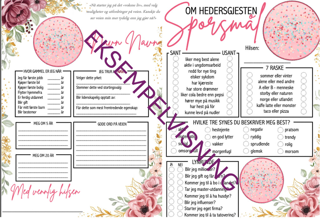 Rosa spådomsark og quiz